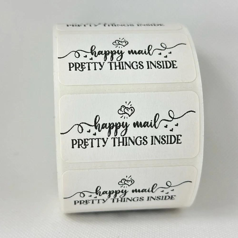 Happy mail sticker | pretty things inside sticker | shipping supplies 2in - Picture 1 of 6